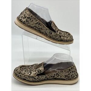 Ariat Cruiser Slip On Leather Shoes Womens 8.5B Cheetah Cowgirl Glitter Comfort